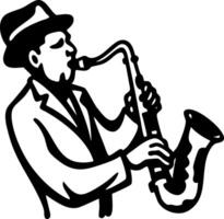 Jazz Musician Saxophone Player Silhouette for Artistic Projects vector