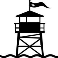 Lifeguard Tower Silhouette Beach Safety Design for Posters and T-Shirts vector