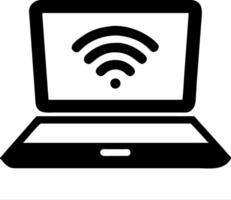 Laptop with Wifi Signal for Digital Connectivity and Communication Concepts vector