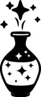 Magical Potion Bottle Silhouette with Sparkles Art for Design Projects vector