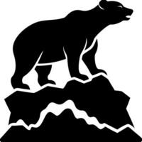 Majestic Bear Silhouette on Rocky Mountain for Wildlife and Nature Designs vector