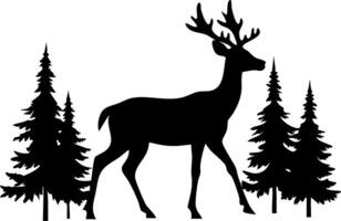 Majestic Deer Silhouette in Pine Forest for Nature Inspired Art and Design Projects vector
