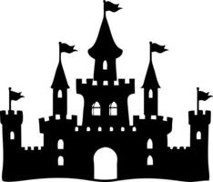 Majestic Castle Silhouette with Towers and Flags for Fairytale Illustrations vector