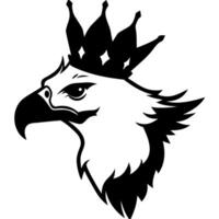 Majestic Eagle Head Silhouette with Crown for Art and Design Projects vector