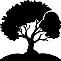Majestic Oak Tree Silhouette on Hill for Nature Art and Design Projects vector