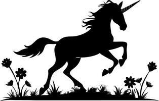 Majestic Unicorn Silhouette for Fantasy Art and Nature Themes vector
