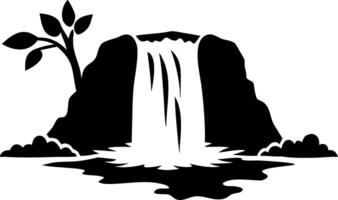 Majestic Waterfall with Tree Silhouette for Nature Art and Design Projects vector