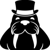 Majestic Walrus with Top Hat for Styles and Coloring Books vector