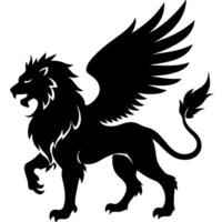 Majestic Winged Lion Silhouette Mythical Creature Design for Creative Projects vector
