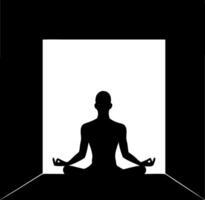 Meditation Silhouette in Geometric Frame for Mindfulness and Yoga Designs vector