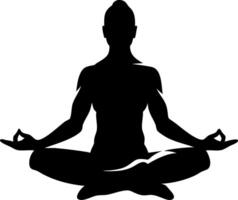 Meditation Silhouette in Lotus Pose Illustration for Mindfulness and Yoga Design vector