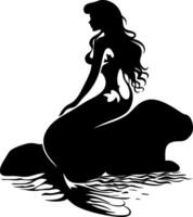 Mermaid Silhouette Sitting on a Rock Illustration for Craft and Design Projects vector