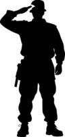 Military Soldier Saluting Silhouette for Graphic Design and Illustrations vector