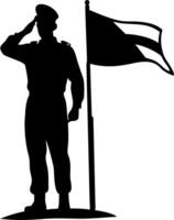 Military Soldier Saluting Illustration with Flag for Patriotic Design Projects vector