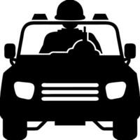 Military Vehicle Silhouette with Soldier Helmet for Graphic Design and Illustration vector