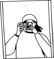 Minimalist Illustration of Person Taking with Camera for Art Projects vector