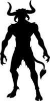 Minotaur Silhouette Mythical Creature Design for Tattoos and Art Projects vector