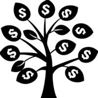 Money Tree Symbol with Dollar Sign Leaves for Financial Growth Concept vector