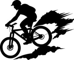 Mountain Biker Silhouette with Dynamic Motion for Design and Outdoor Adventure Concepts vector