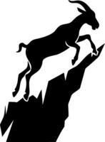 Mountain Goat Silhouette Leaping on Cliff for Adventure and Nature Themes vector