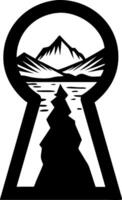 Mountain Landscape in Keyhole for Nature Adventure and Discovery Illustrations vector