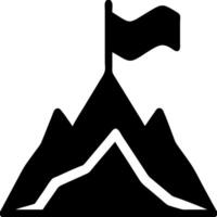 Mountain Peak Silhouette with Flag Achievement for Logos and Design vector