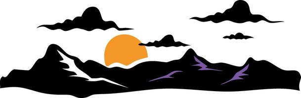 Mountain Silhouette at Sunset with Clouds in Art Format for Multipurpose Use vector
