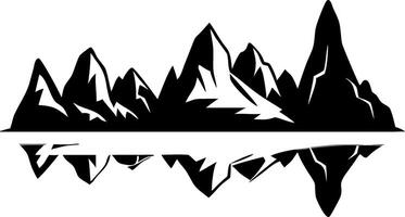 Mountain Range Silhouette with Lake Reflection Perfect for Tattoos and Design Projects vector