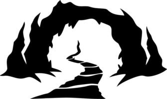 Mysterious Cave Entrance with Winding Pathway Silhouette for Art Projects and Design vector
