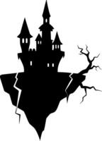 Mysterious Floating Castle Silhouette on Cracked Cliff Concept for Fantasy Art vector