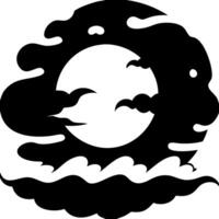 Mysterious Moon and Dark Clouds Art for Tattoos and Design vector
