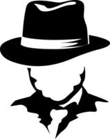 Mysterious Man Silhouette in Fedora Hat Perfect for Noir Posters and Art Projects vector