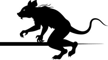 Mysterious Werecreature Silhouette with Claws and Tail for Tattoo Design or Horror Art vector