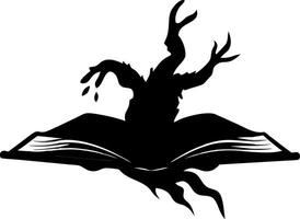 Mysterious Tree Silhouette Emerging from Open Book for Illustration Use vector