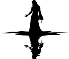 Mysterious Woman Silhouette with Water Reflection for Illustration and Design vector