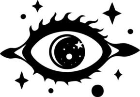 Mystical Eye with Celestial Elements for Tattoos and Spiritual Art vector