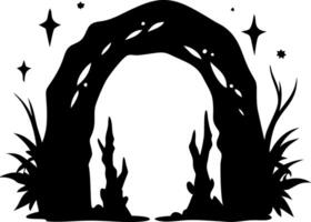 Mystical Forest Archway Silhouette Design for Fantasy Themes and Tattoos vector