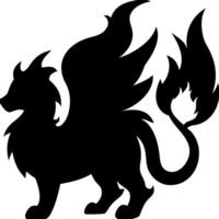 Mythical Creature Silhouette Winged Beast Fantasy Art Design vector