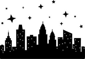 Night City Skyline Silhouette with Stars for Design and Decoration Projects vector