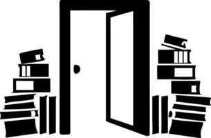 Open Doorway Surrounded by Stacked Books for Reading Education Concepts vector