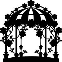 Ornate Floral Gazebo Silhouette for Art and Design Projects vector