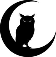 Owl Silhouette on Crescent Moon for Design and Decoration vector