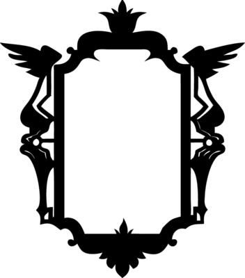 Ornate Victorian Angel Frame Silhouette for Art Projects and Invitations