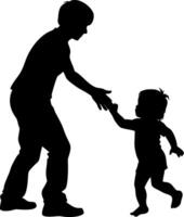 Parent and Child Silhouette in Tender Moment for Family Themed Design and Illustration Use vector
