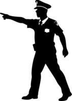 Police Officer Silhouette Pointing Direction Illustration for Educational Use vector
