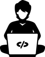 Programmer Silhouette with Laptop for Technology Design and Development vector