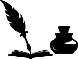 Quill and Ink Drawing Book Concept for Creative Writing Art and Design Projects vector