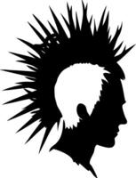 Punk Rock Mohawk Silhouette for Tattoos and Graphic Design vector