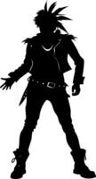 Punk Rocker Silhouette Art for Fashion Design and Graphic Projects vector