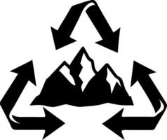 Recycling Symbol Arrows Around Mountain for Environmental Concepts vector